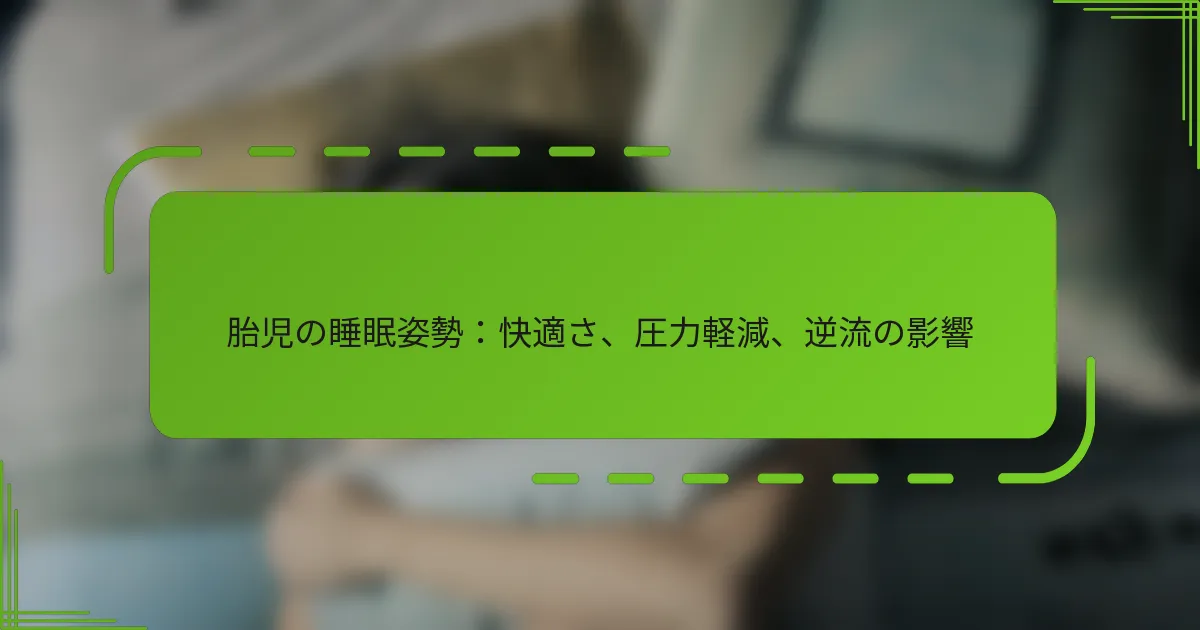 胎児の睡眠姿勢：快適さ、圧力軽減、逆流の影響