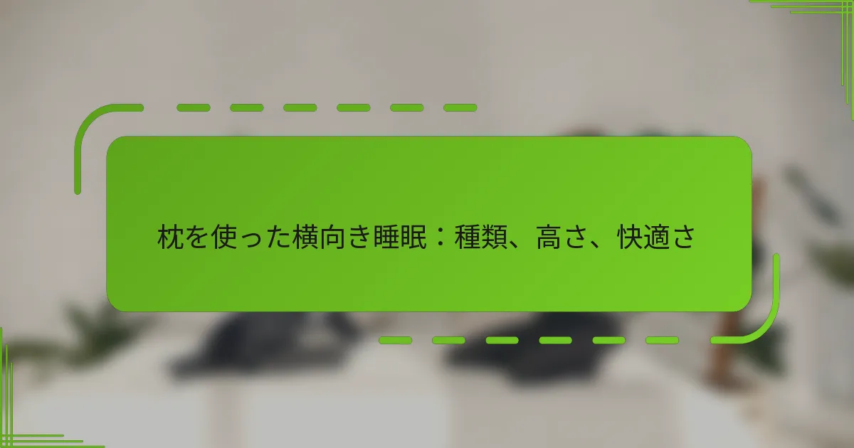 枕を使った横向き睡眠：種類、高さ、快適さ