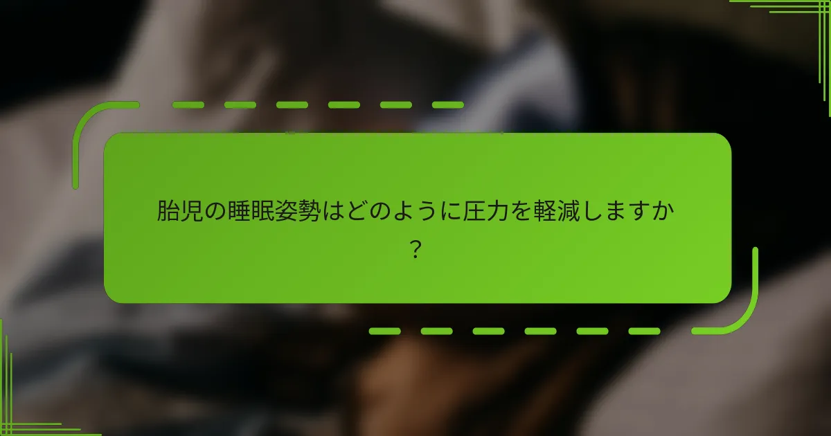 胎児の睡眠姿勢はどのように圧力を軽減しますか？