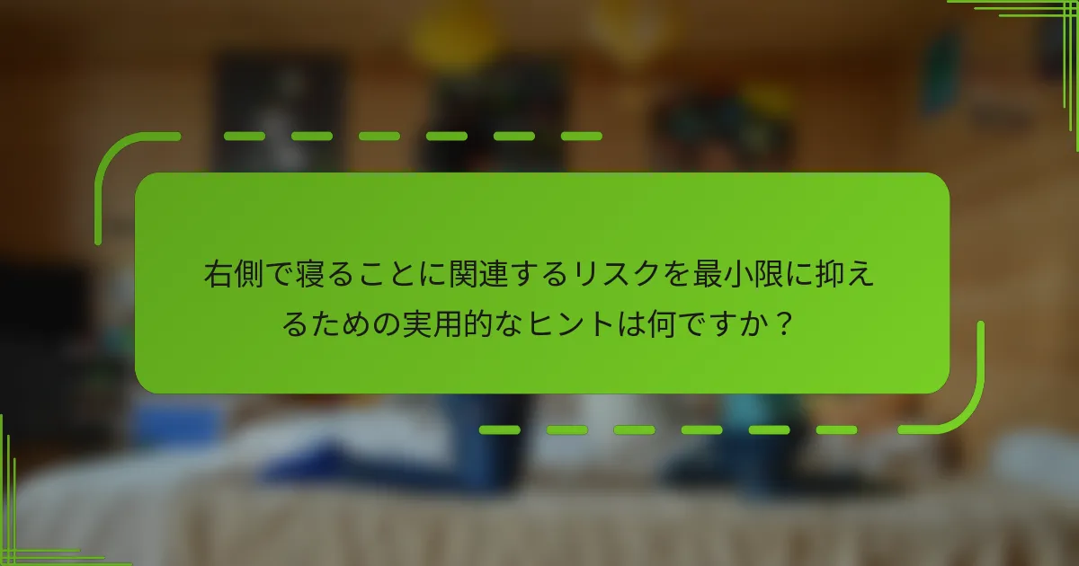 右側で寝ることに関連するリスクを最小限に抑えるための実用的なヒントは何ですか？
